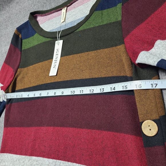 Igenjun Womens Sweater Dress Medium Multicolor Block Stripe Mid Lenght - Picture 5 of 11